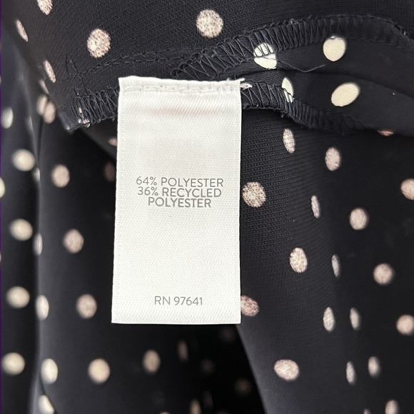 NWT J.Jill Wearever Collection XL Navy Cream Polka Dot Button Blouse Business - Picture 5 of 6